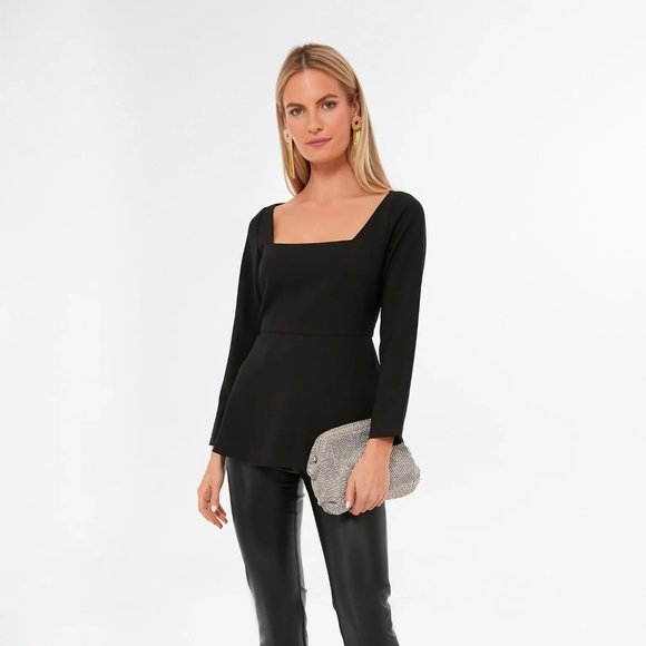 Pomander Place Tops - Pomander Place Black Fitted 3/4 Sleeve Blouse